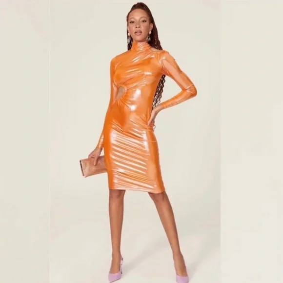 ROTATE | Dresses | Rotate Birgerchristensen Metallic Orange Dress | Poshmark